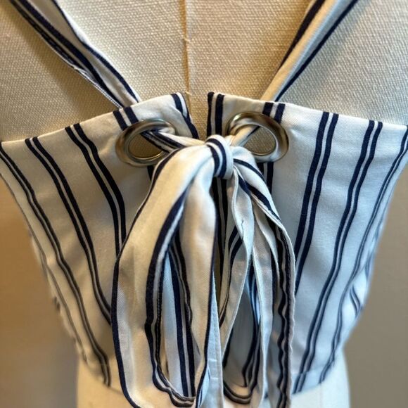 PacSun Lottie Moss Size Small Blue White Striped Nautical Preppy Crop Top - Picture 6 of 10